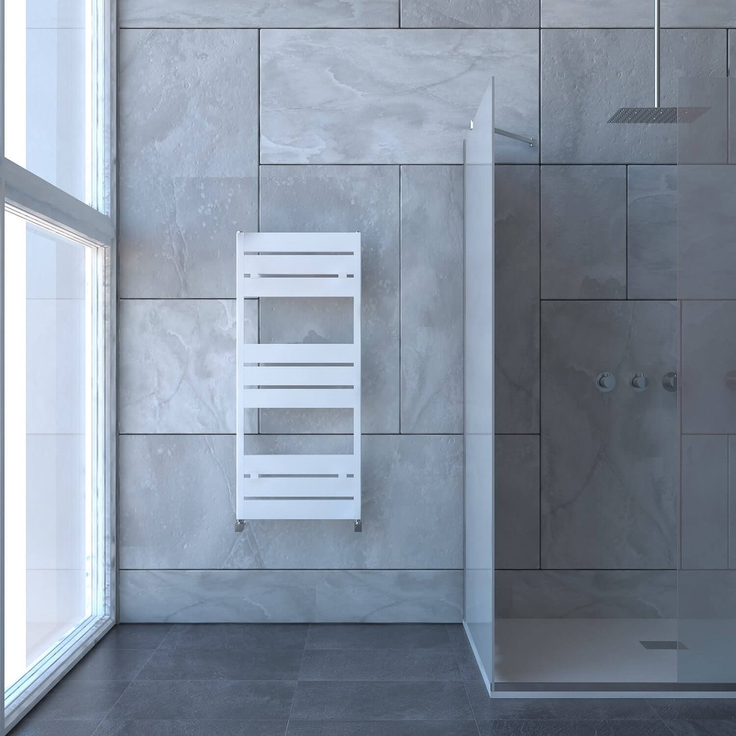 Carisa Mack Bad-Handtuchwärmer aus Aluminium, modernes Design, Weiß