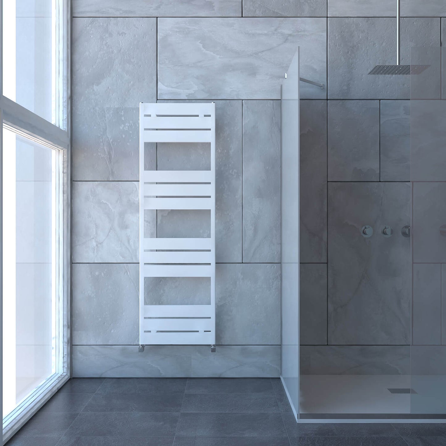 Carisa Mack Bad-Handtuchwärmer aus Aluminium, modernes Design, Weiß