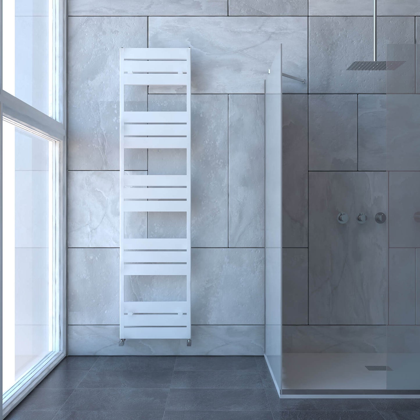 Carisa Mack Bad-Handtuchwärmer aus Aluminium, modernes Design, Weiß