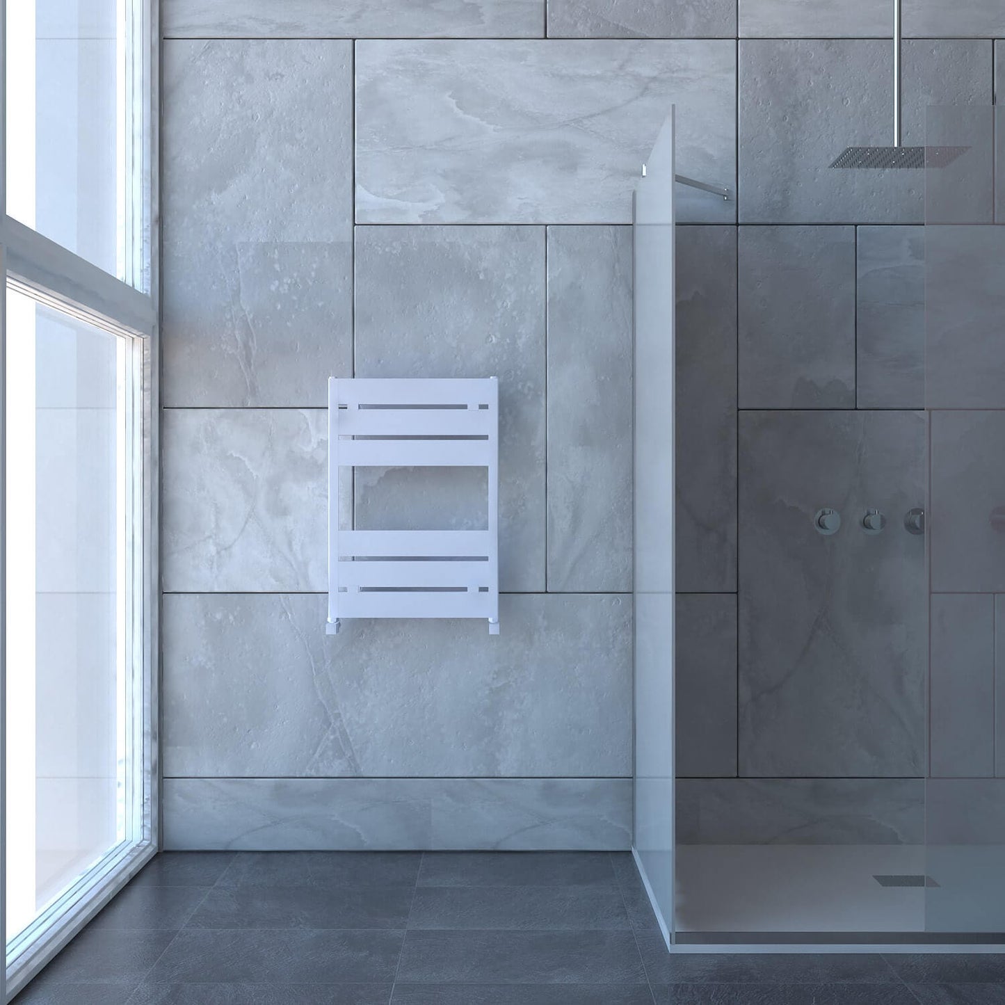 Carisa Mack Bad-Handtuchwärmer aus Aluminium, modernes Design, Weiß