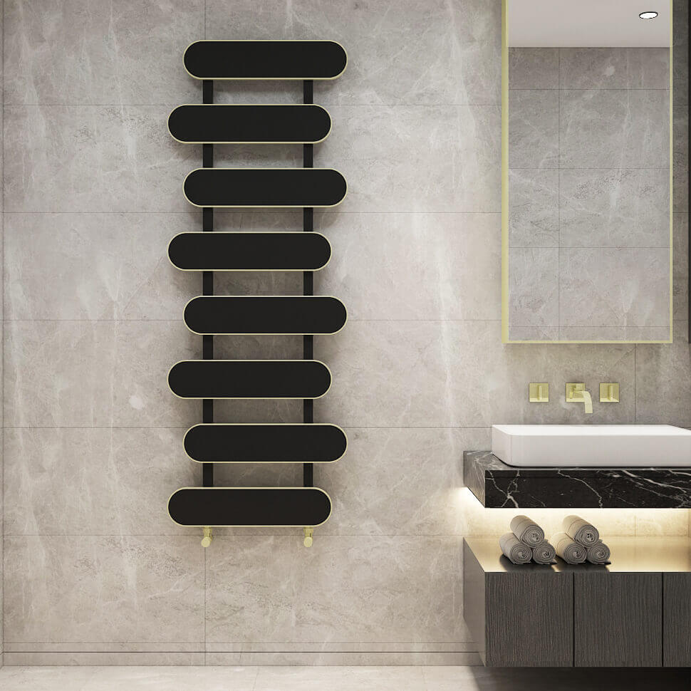 Carisa Magico Bad-Handtuchwärmer aus Aluminium, modernes Design, Schwarz