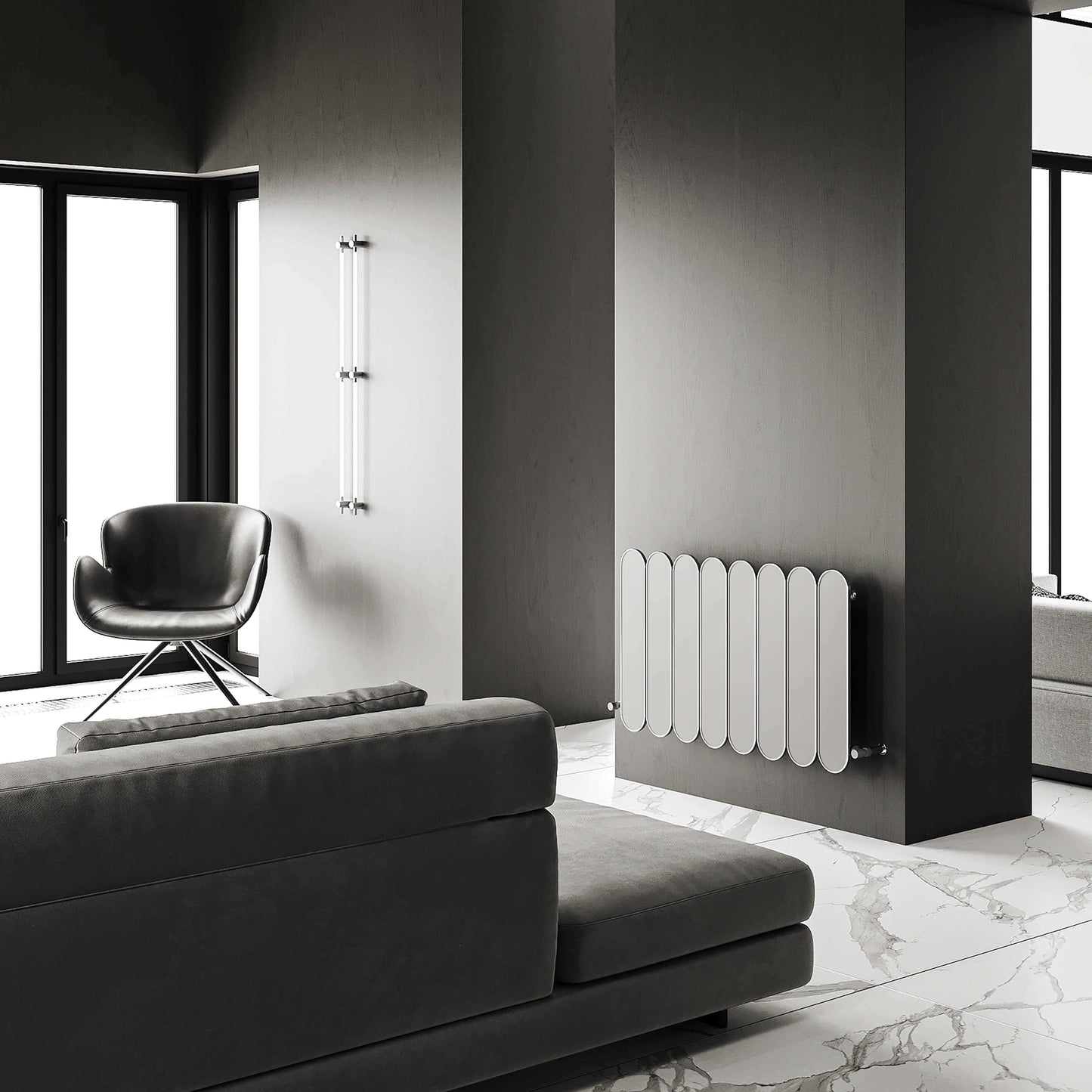 Carisa Magico Horizontaler Aluminium-Heizkörper, modernes Design, Weiß