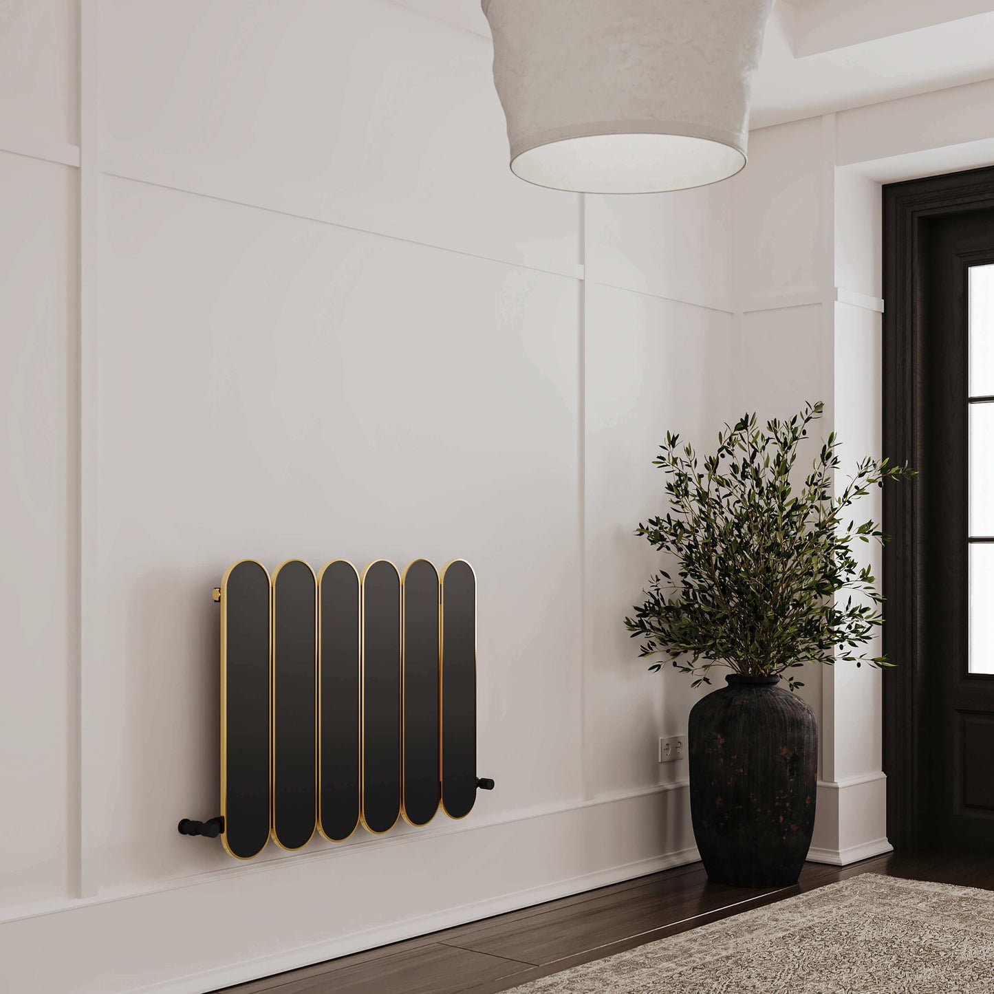 Carisa Magico Horizontaler Aluminium-Heizkörper, modernes Design, Schwarz