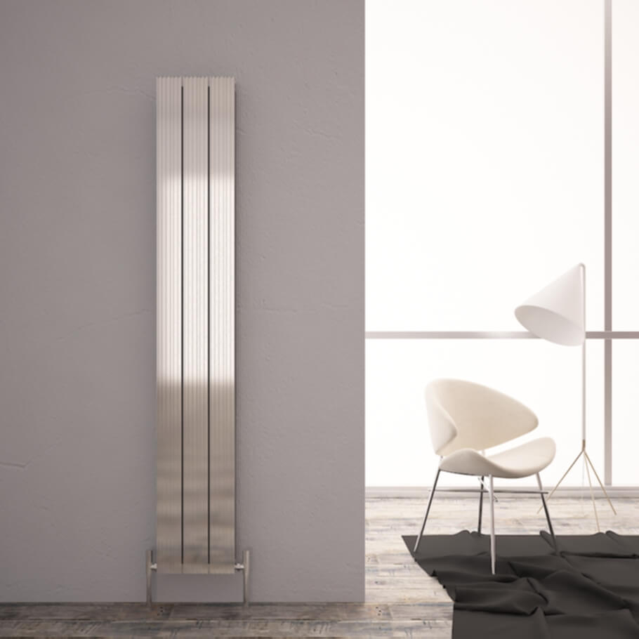 Carisa Monza Vertikaler Aluminium-Heizkörper, modernes Design, poliert, eloxiert