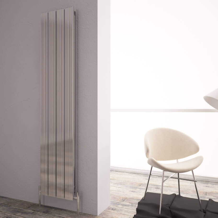 Carisa Monza Vertikaler Aluminium-Heizkörper, modernes Design, poliert, eloxiert