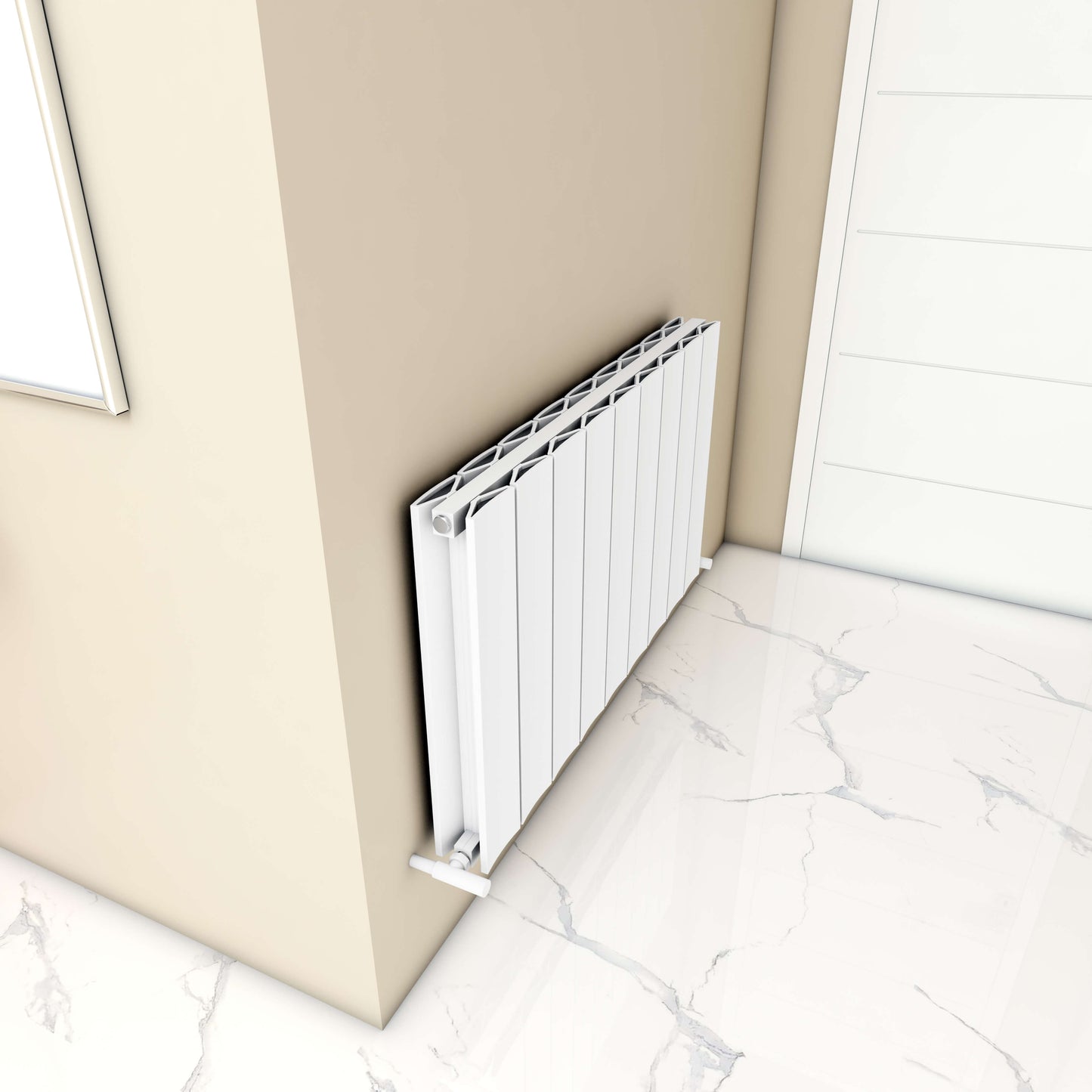 Carisa Moscow C Horizontaler Aluminium-Heizkörper, modernes Design, Weiß