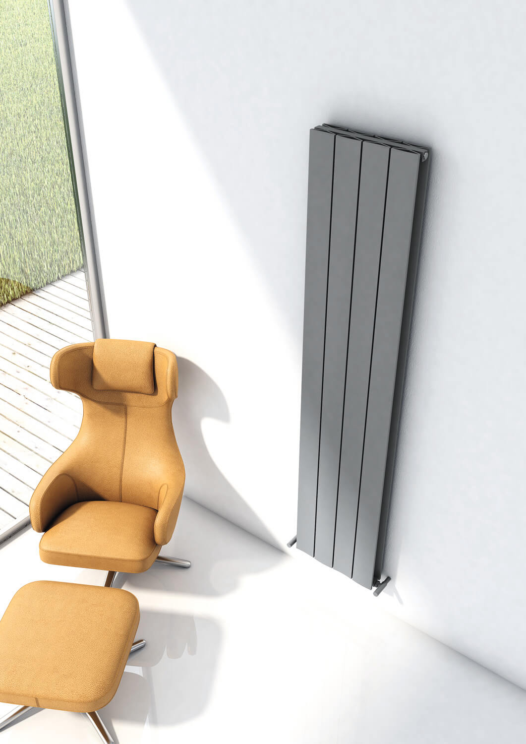 Carisa Moskau Vertikaler Aluminium-Heizkörper, modernes Design, Anthrazit