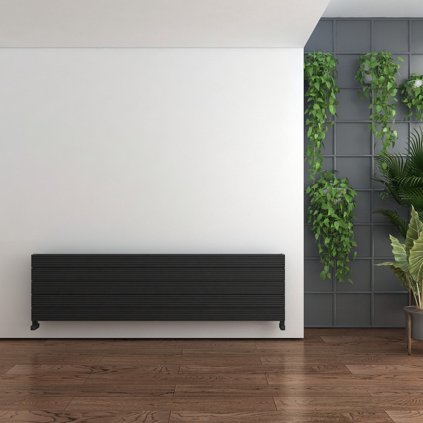 Carisa Monza Double XL Horizontaler Aluminium-Heizkörper, modernes Design, Schwarz