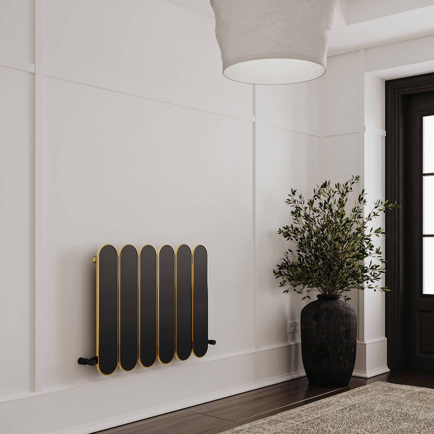 Carisa Magico Horizontaler Aluminium-Heizkörper, modernes Design, Schwarz