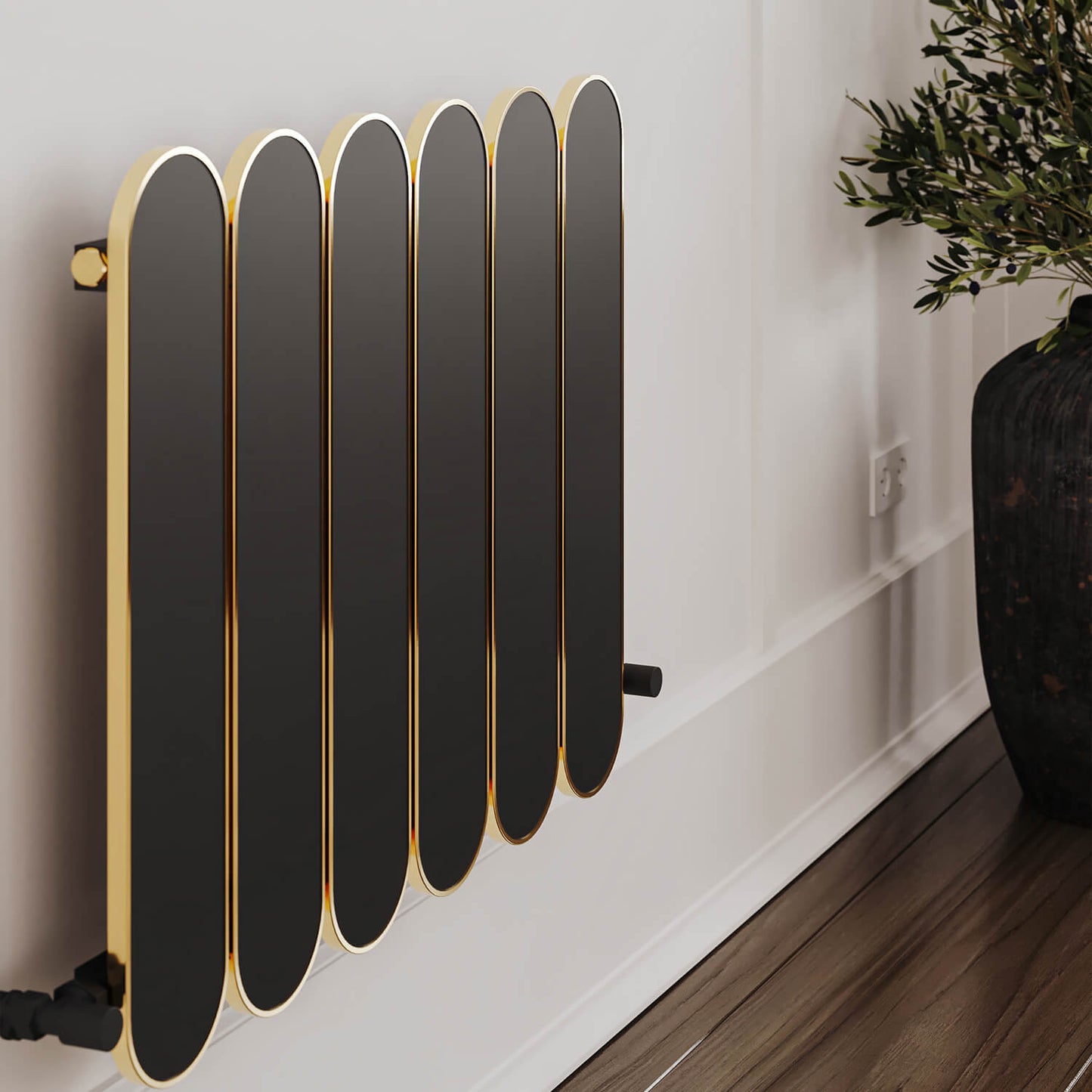 Carisa Magico Horizontaler Aluminium-Heizkörper, modernes Design, Schwarz