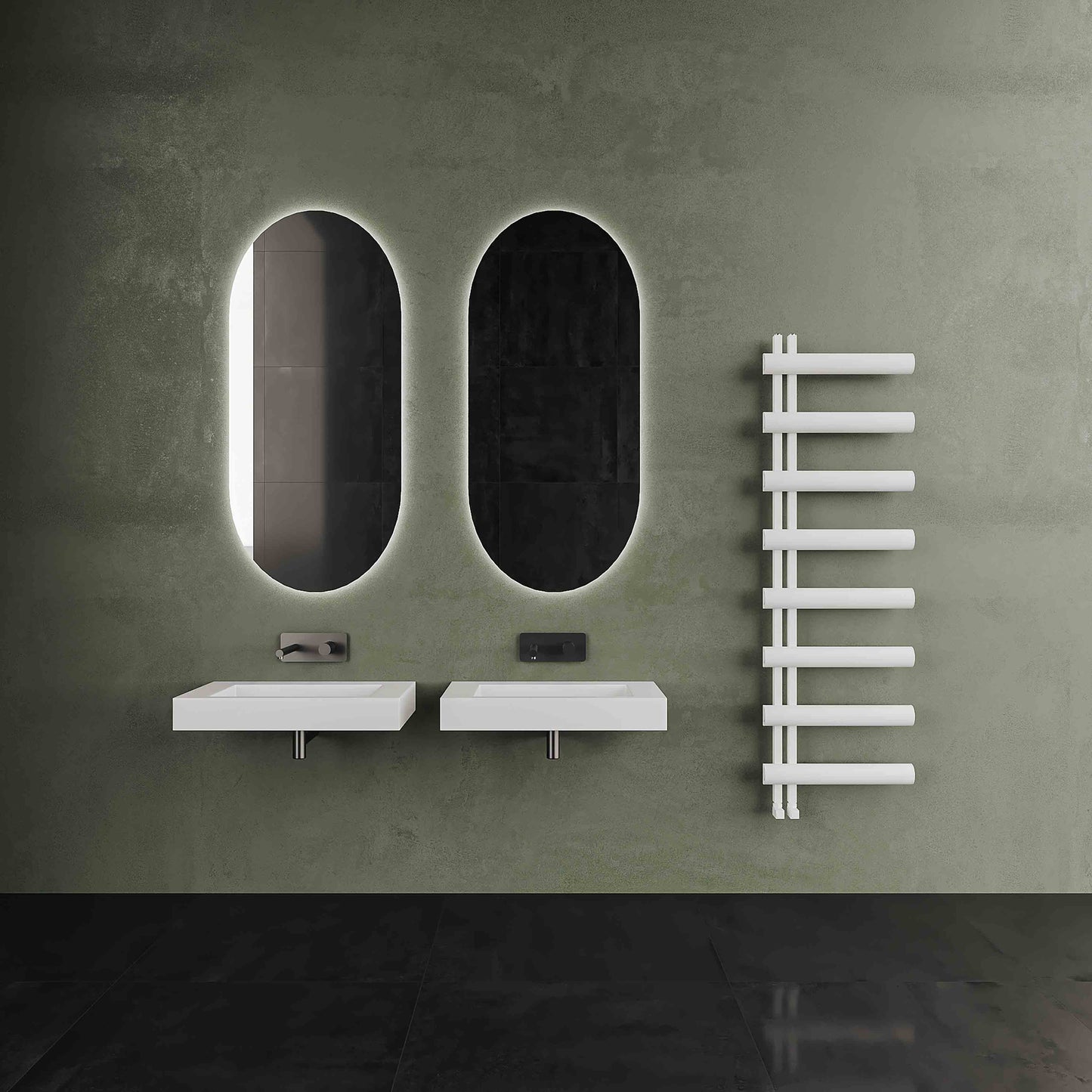 Carisa Moon L Handtuchwärmer aus Aluminium, modernes Design, Weiß