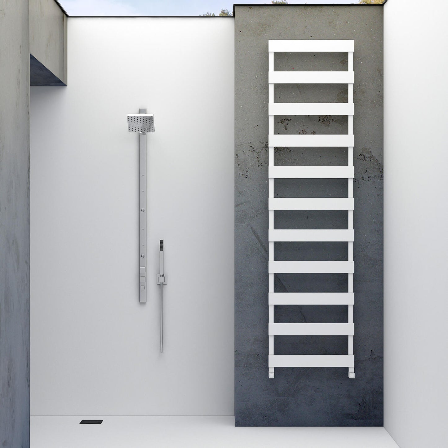 Carisa Ninova Badewannen-Handtuchwärmer aus Aluminium, modernes Design, Weiß