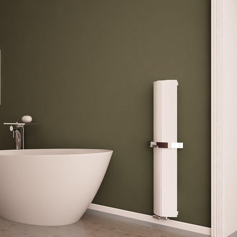 Carisa Nixie Bad-Handtuchwärmer aus Aluminium, modernes Design, Weiß