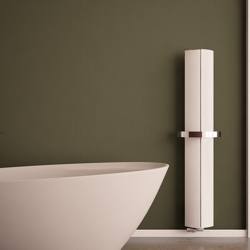 Carisa Nixie Bad-Handtuchwärmer aus Aluminium, modernes Design, Weiß