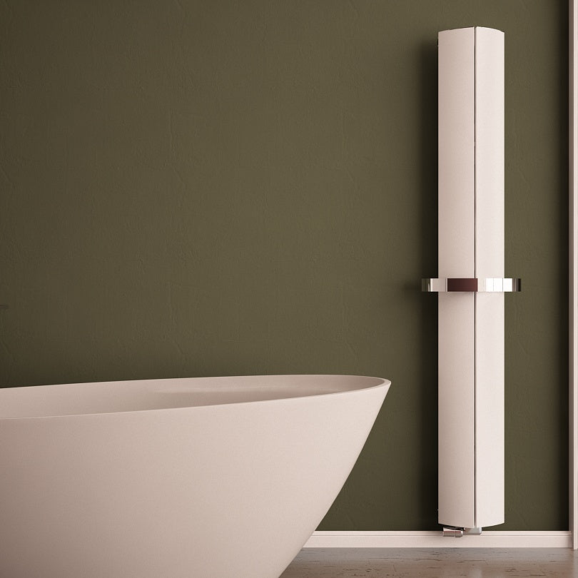 Carisa Nixie Bad-Handtuchwärmer aus Aluminium, modernes Design, Weiß