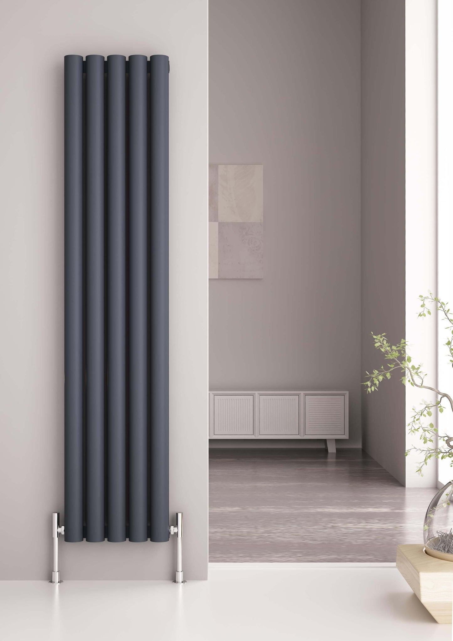 Carisa Odessa Vertikaler Aluminium-Heizkörper, modernes Design, Anthrazit