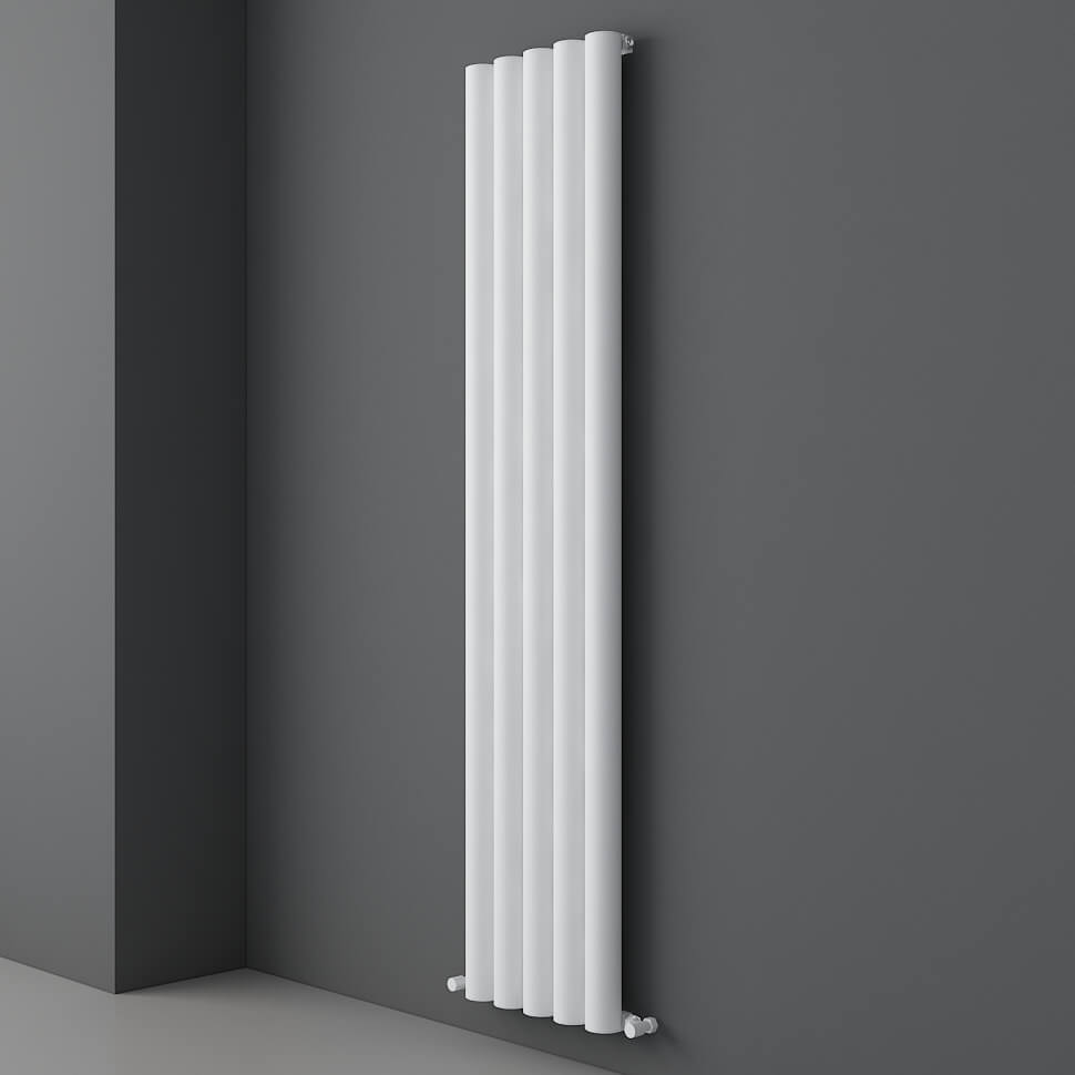 Carisa Odessa Vertikaler Aluminium-Heizkörper, modernes Design, Weiß