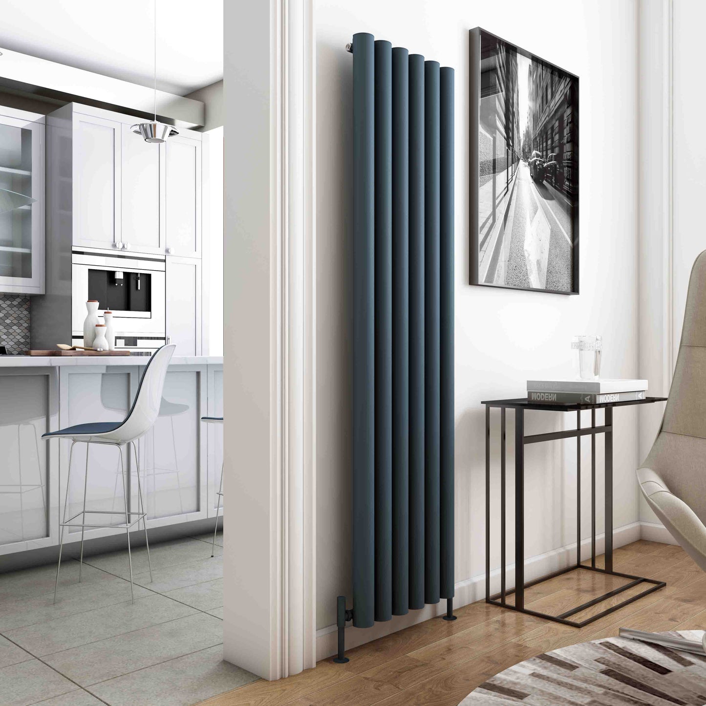 Carisa Odessa Vertikaler Aluminium-Heizkörper, modernes Design, Anthrazit