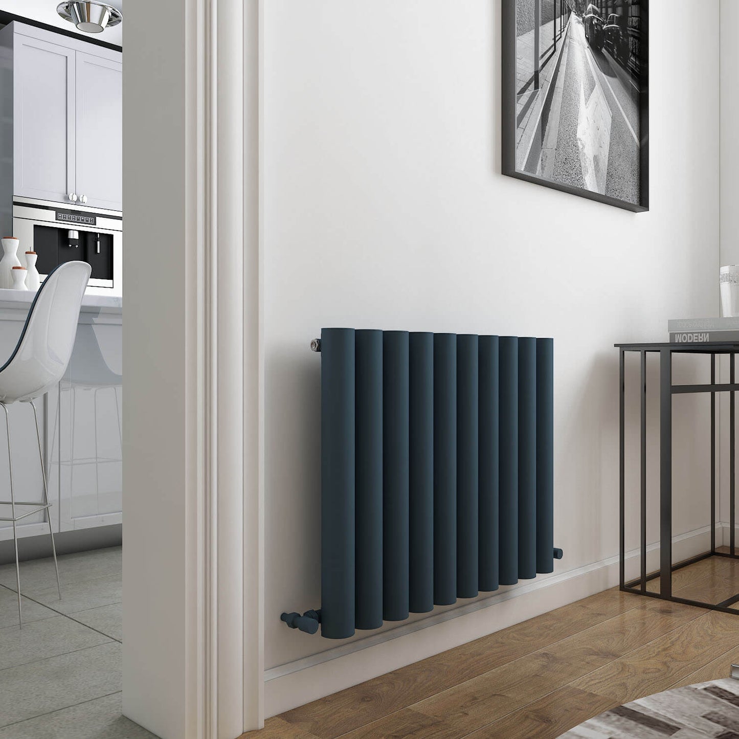 Carisa Odessa Horizontaler Aluminium-Heizkörper, modernes Design, Anthrazit