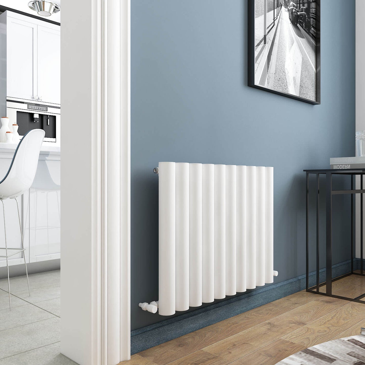 Carisa Odessa Horizontaler Aluminium-Heizkörper, modernes Design, Weiß