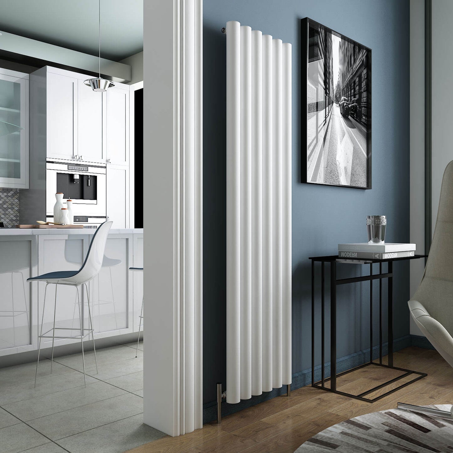 Carisa Odessa Vertikaler Aluminium-Heizkörper, modernes Design, Weiß