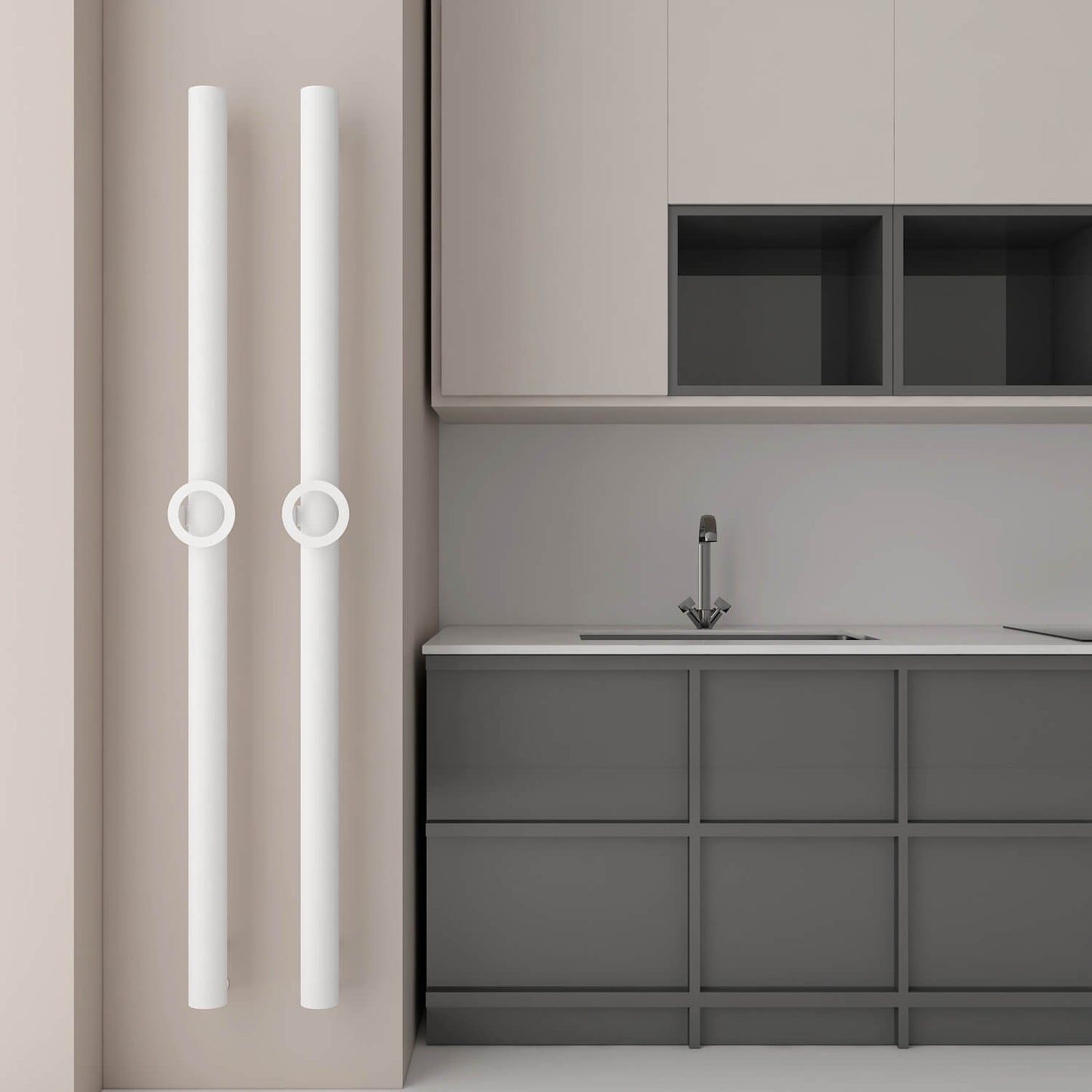 Carisa Otto Einzelner elektrischer Handtuchwärmer, modernes Design, Weiß
