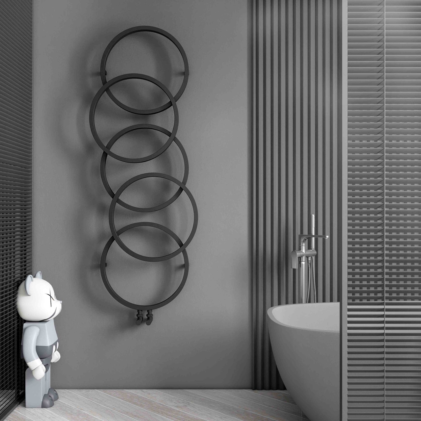 Carisa Oz Handtuchwärmer aus Edelstahl, modernes Design, Anthrazit