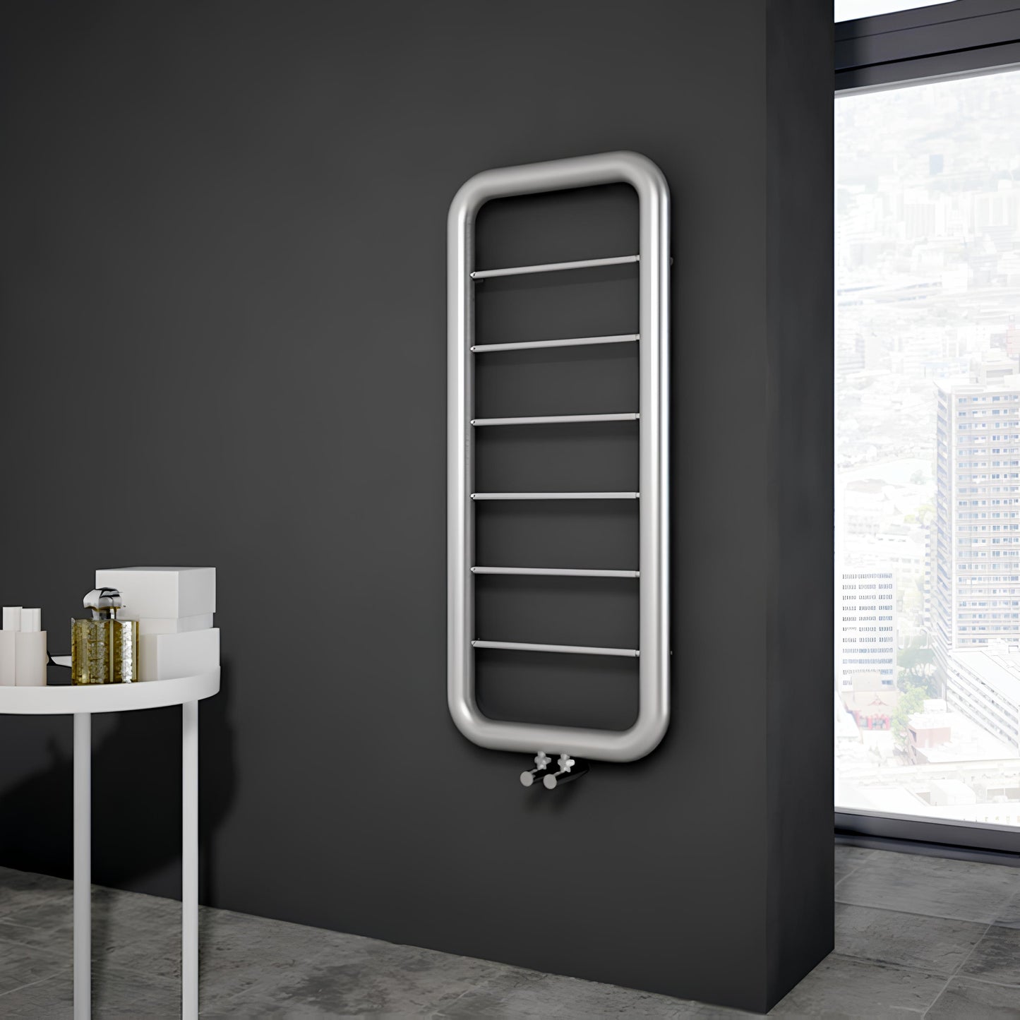 Carisa Paros Handtuchwärmer aus Edelstahl, modernes Design, satiniert