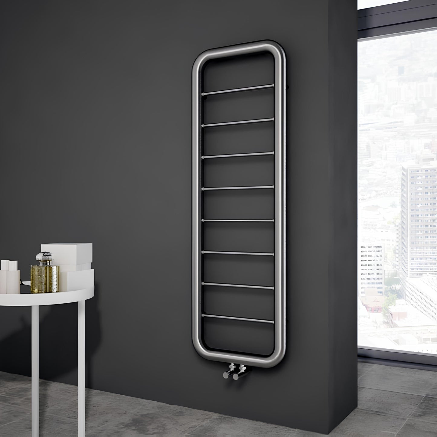 Carisa Paros Handtuchwärmer aus Edelstahl, modernes Design, satiniert