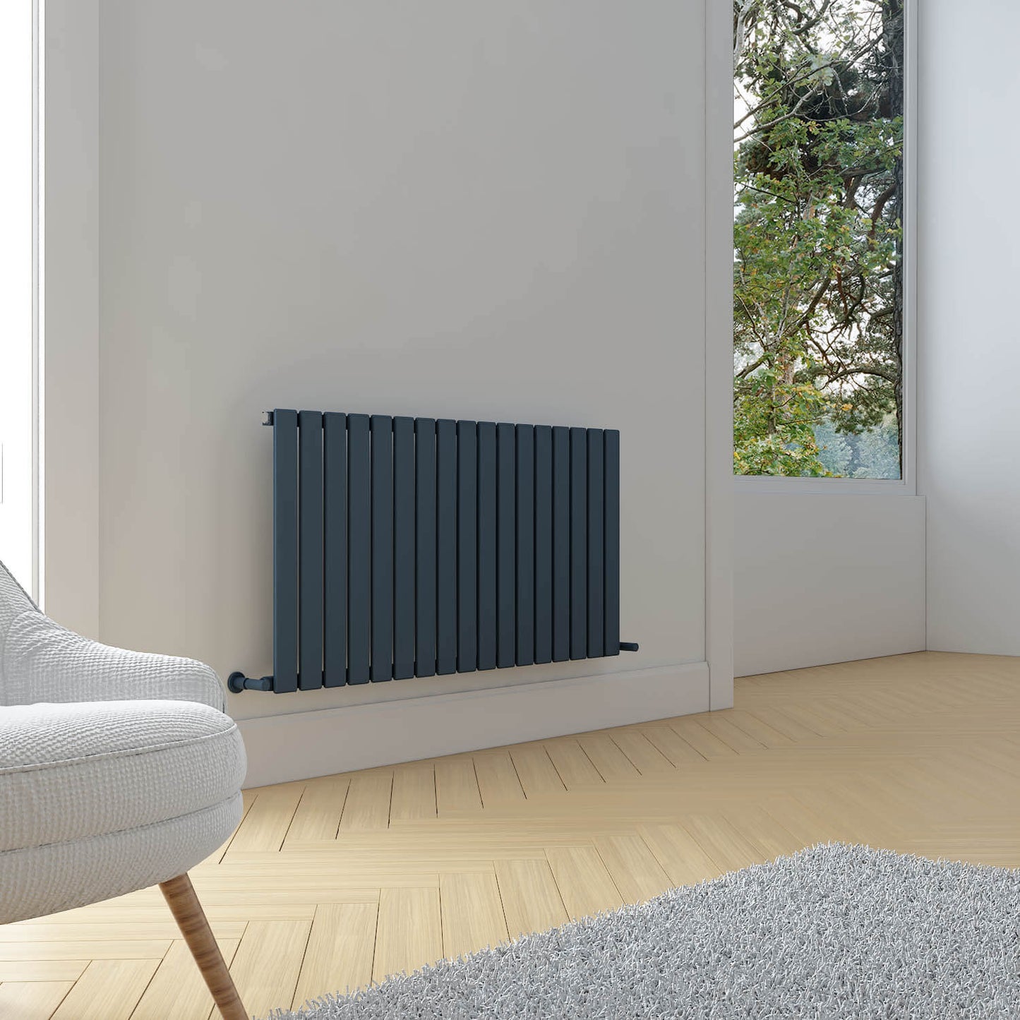 Carisa Plata Horizontaler Aluminium-Heizkörper, modernes Design, Anthrazit