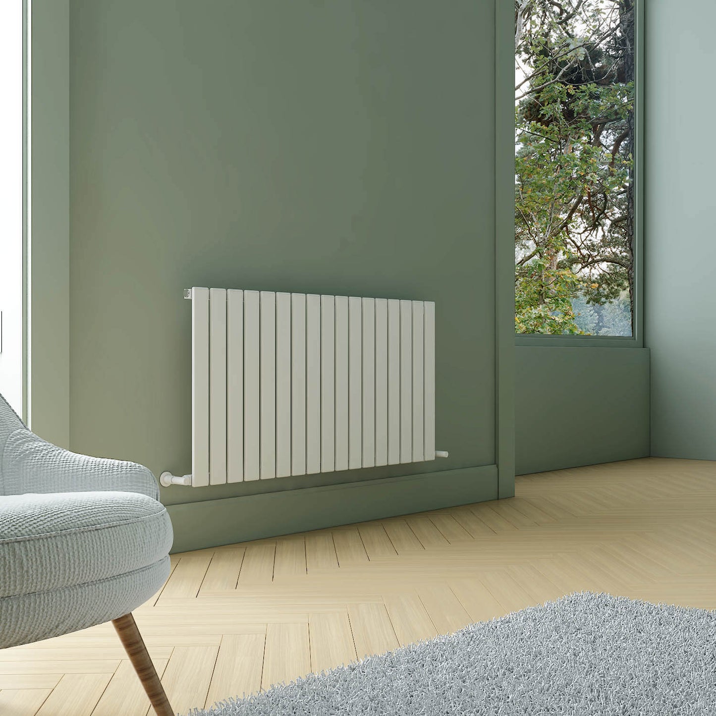 Carisa Plata Horizontaler Aluminium-Heizkörper, modernes Design, Weiß