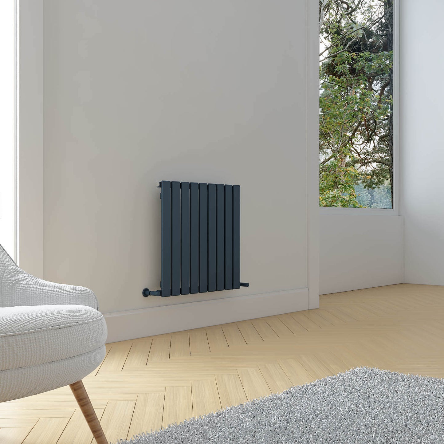 Carisa Plata Horizontaler Aluminium-Heizkörper, modernes Design, Anthrazit