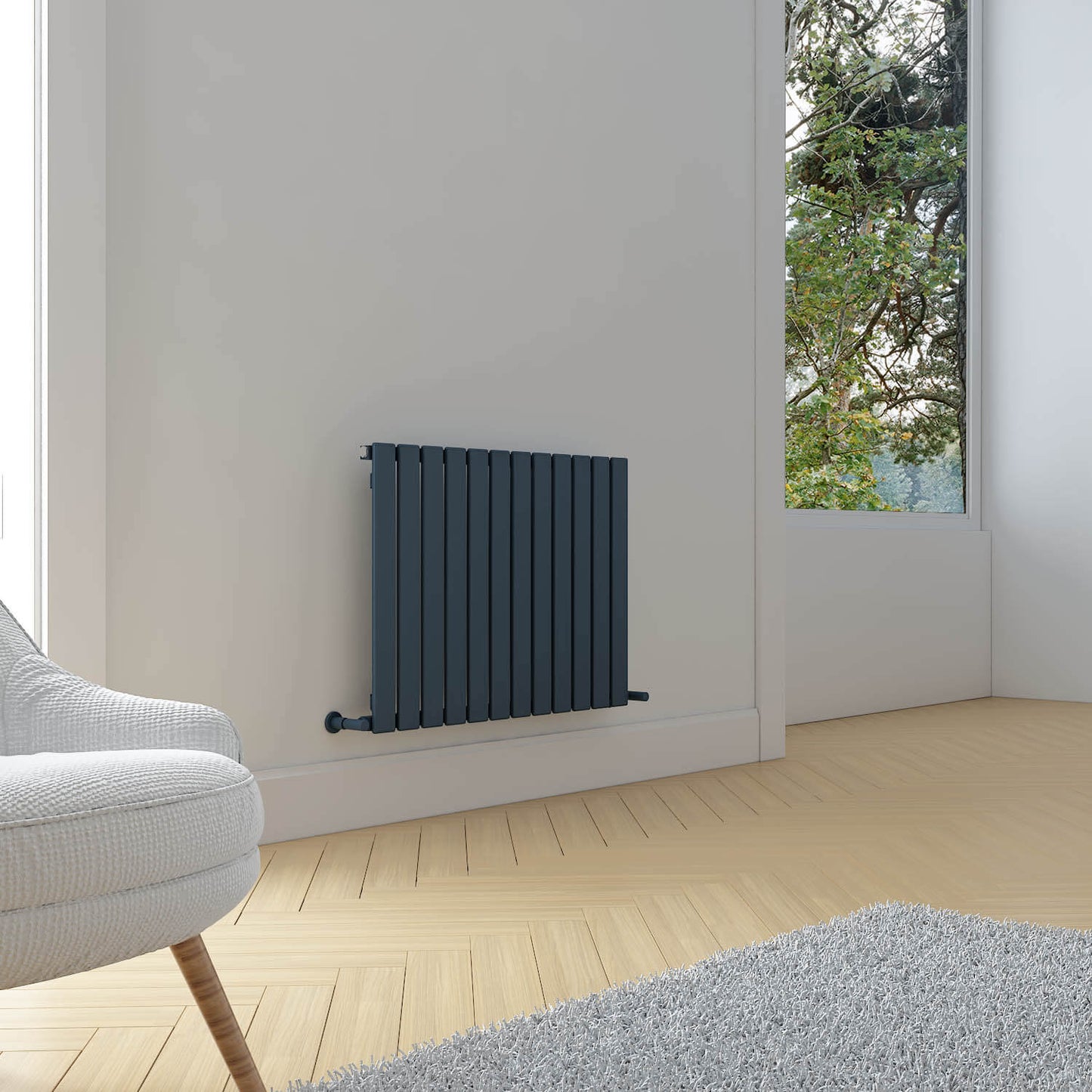 Carisa Plata Horizontaler Aluminium-Heizkörper, modernes Design, Anthrazit