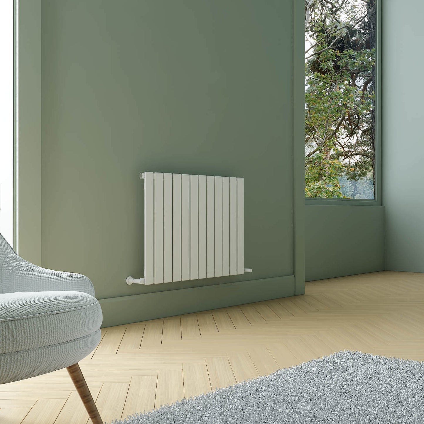 Carisa Plata Horizontaler Aluminium-Heizkörper, modernes Design, Weiß