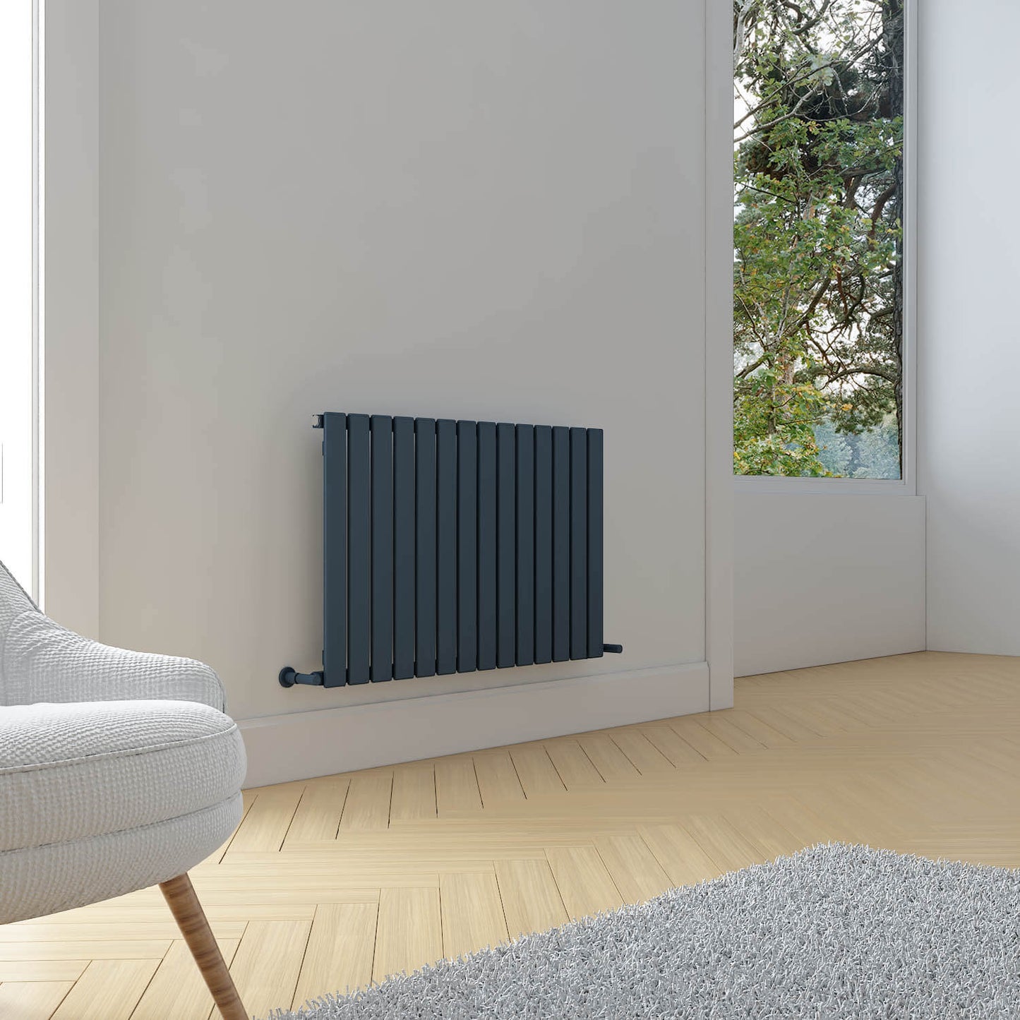 Carisa Plata Horizontaler Aluminium-Heizkörper, modernes Design, Anthrazit