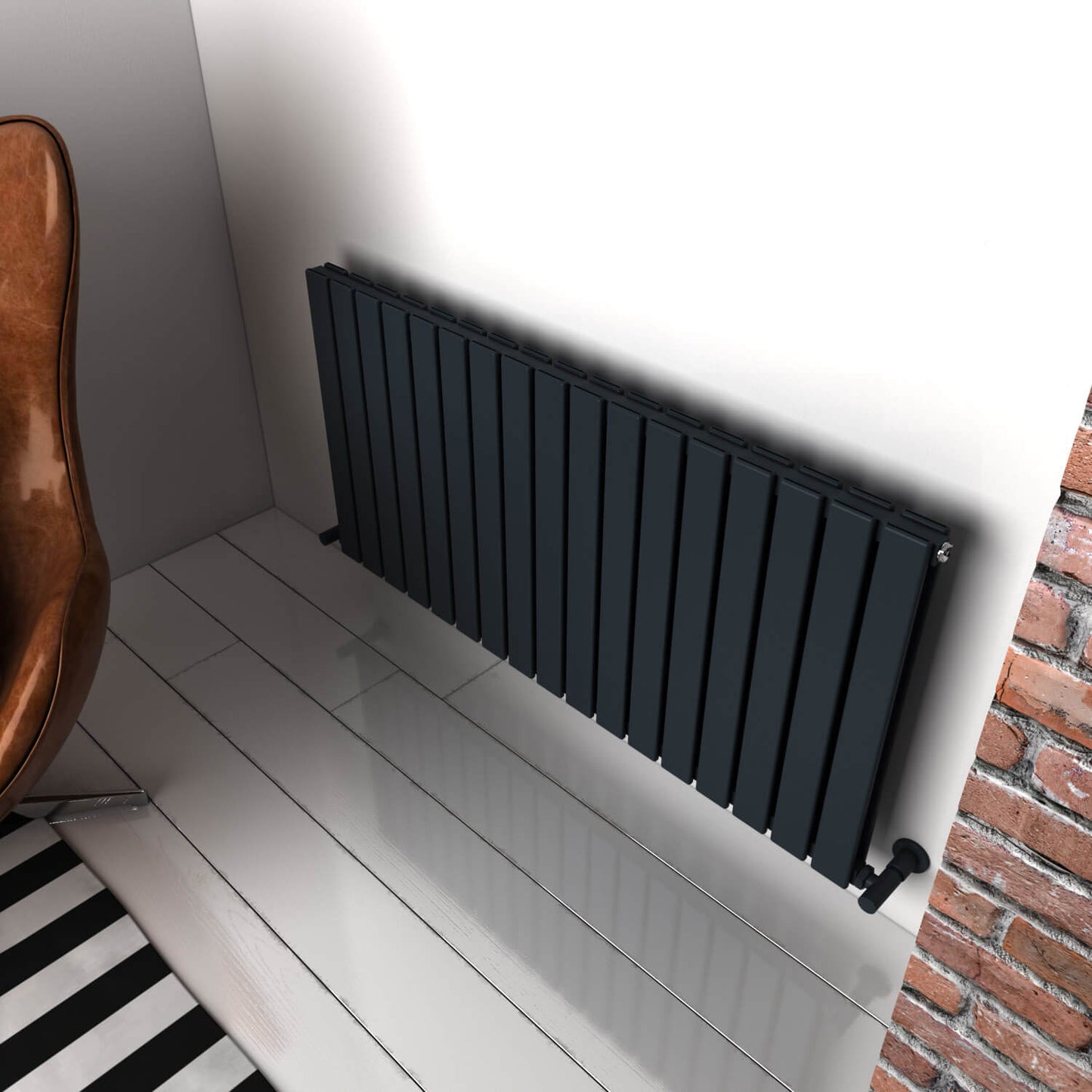 Carisa Plata Horizontaler Aluminium-Heizkörper, modernes Design, Anthrazit