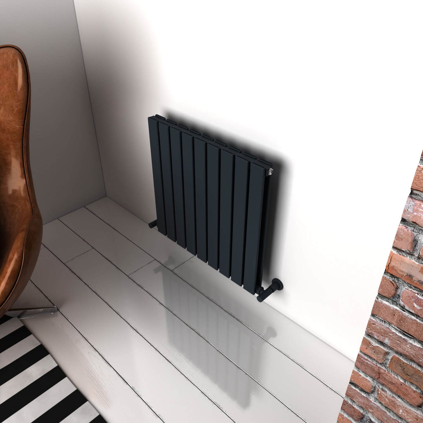 Carisa Plata Horizontaler Aluminium-Heizkörper, modernes Design, Anthrazit