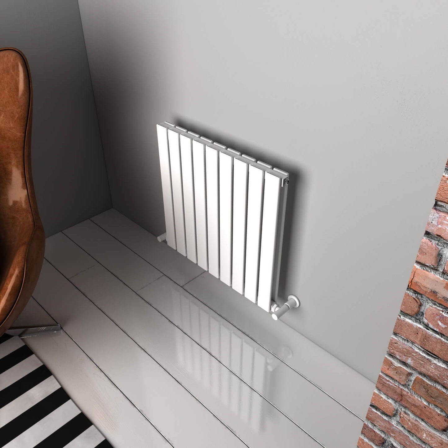 Carisa Plata Horizontaler Aluminium-Heizkörper, modernes Design, Weiß