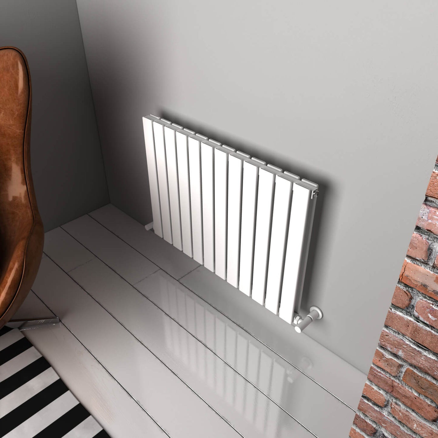 Carisa Plata Horizontaler Aluminium-Heizkörper, modernes Design, Weiß
