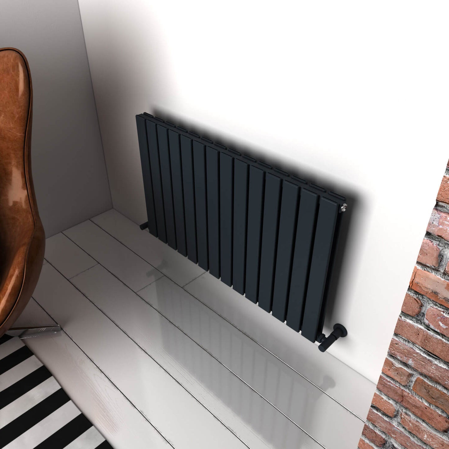Carisa Plata Horizontaler Aluminium-Heizkörper, modernes Design, Anthrazit