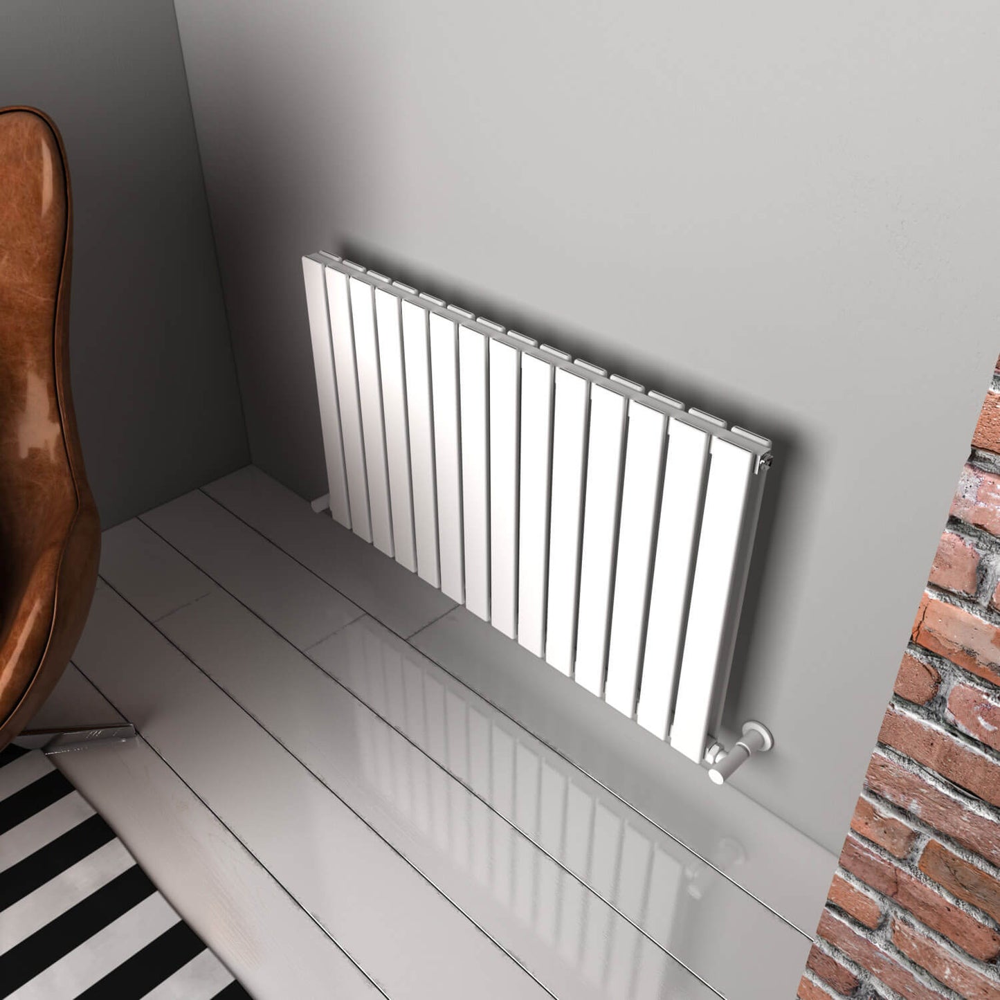 Carisa Plata Horizontaler Aluminium-Heizkörper, modernes Design, Weiß
