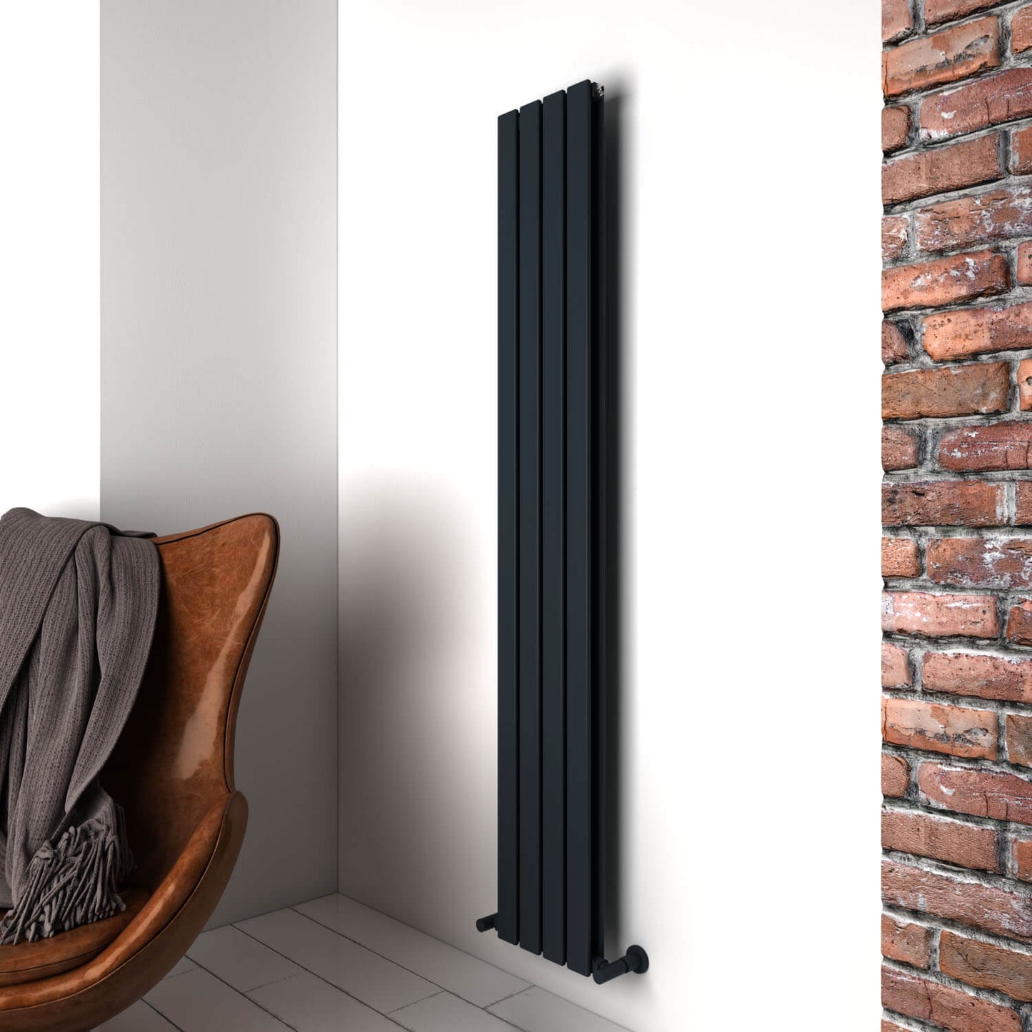 Carisa Plata Vertikaler Aluminium-Heizkörper, modernes Design, Anthrazit