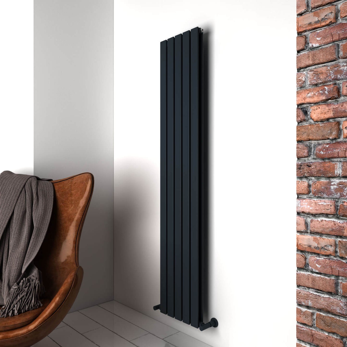 Carisa Plata Vertikaler Aluminium-Heizkörper, modernes Design, Anthrazit