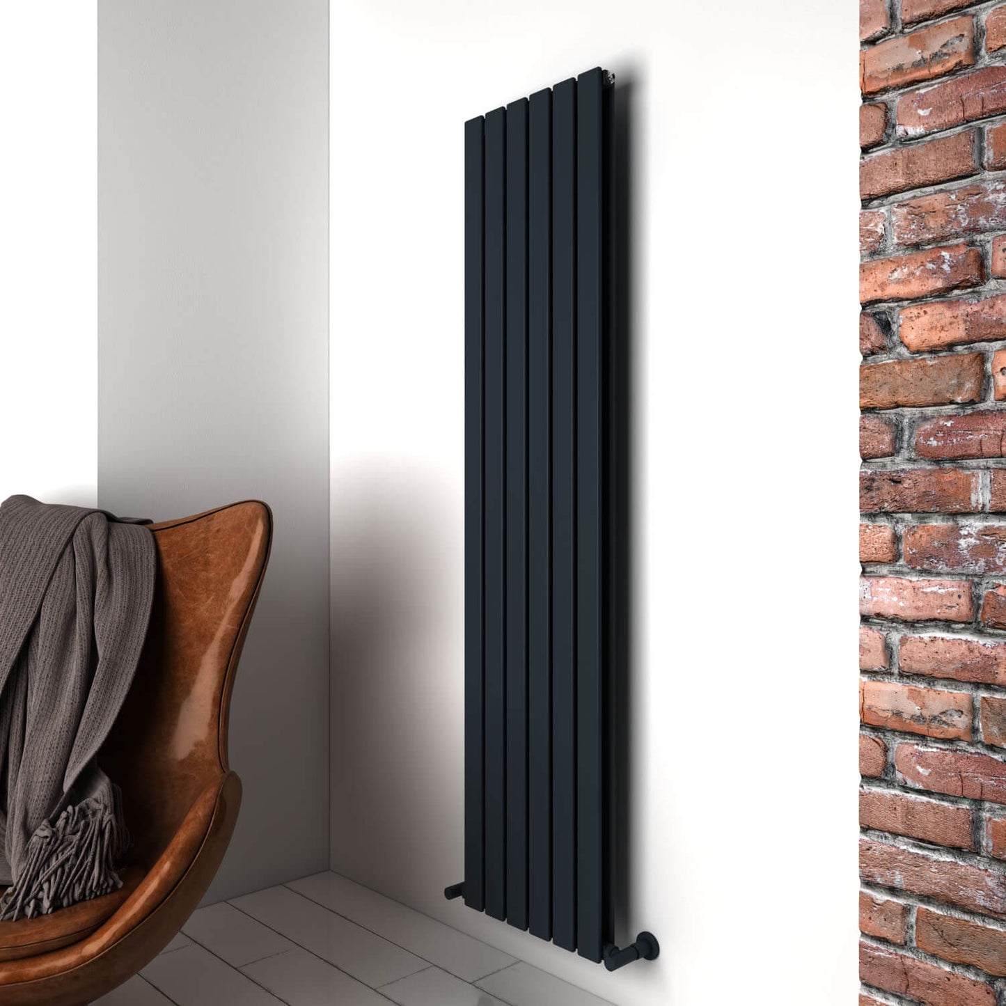 Carisa Plata Vertikaler Aluminium-Heizkörper, modernes Design, Anthrazit