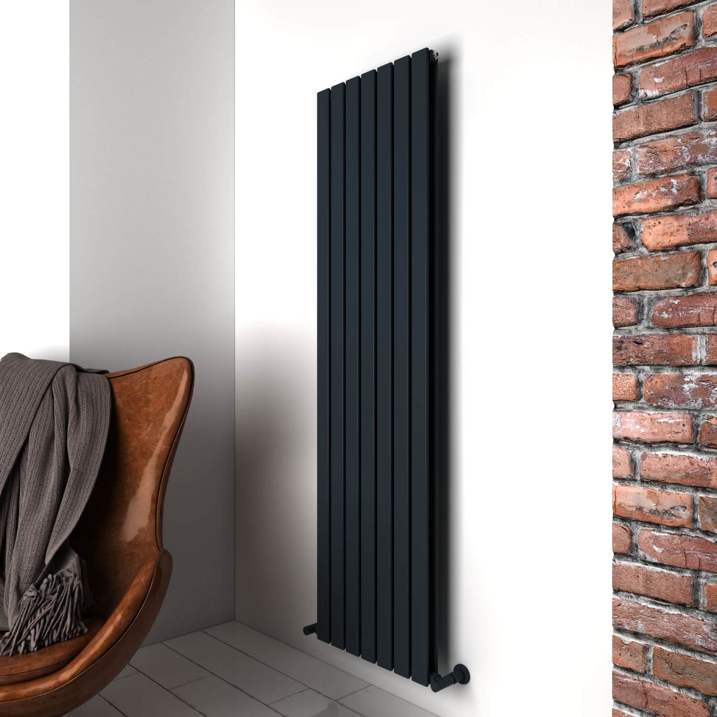 Carisa Plata Vertikaler Aluminium-Heizkörper, modernes Design, Anthrazit