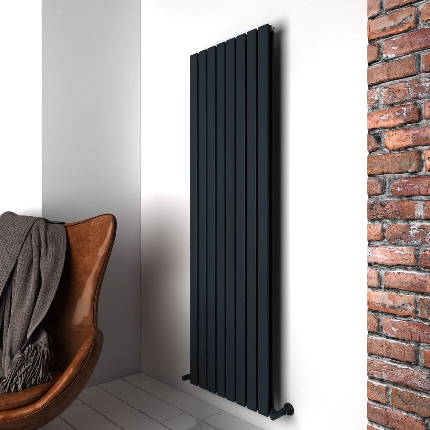 Carisa Plata Vertikaler Aluminium-Heizkörper, modernes Design, Anthrazit
