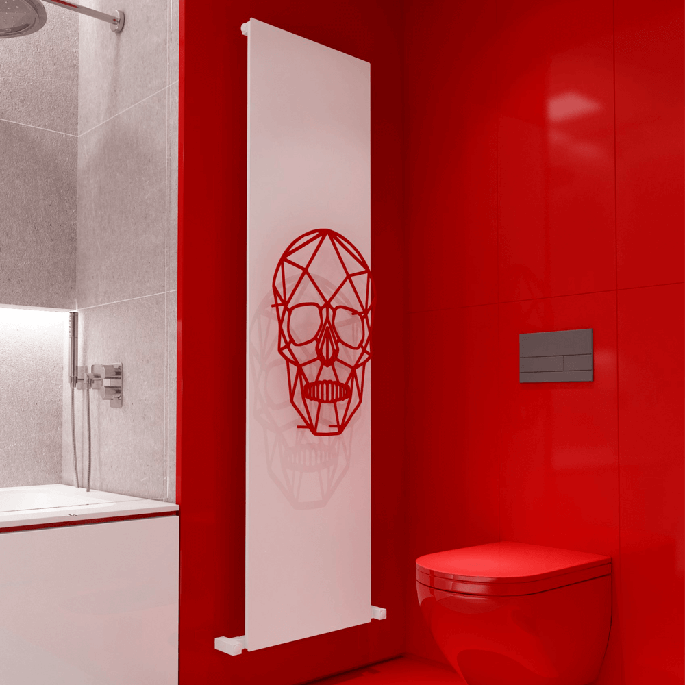 Carisa Skully Vertikaler Aluminiumheizkörper Modernes Design Weiß Rot