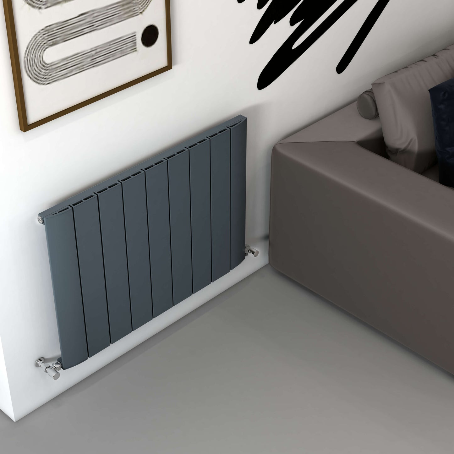 Carisa Slim Horizontaler Aluminium-Heizkörper, modernes Design, Anthrazit