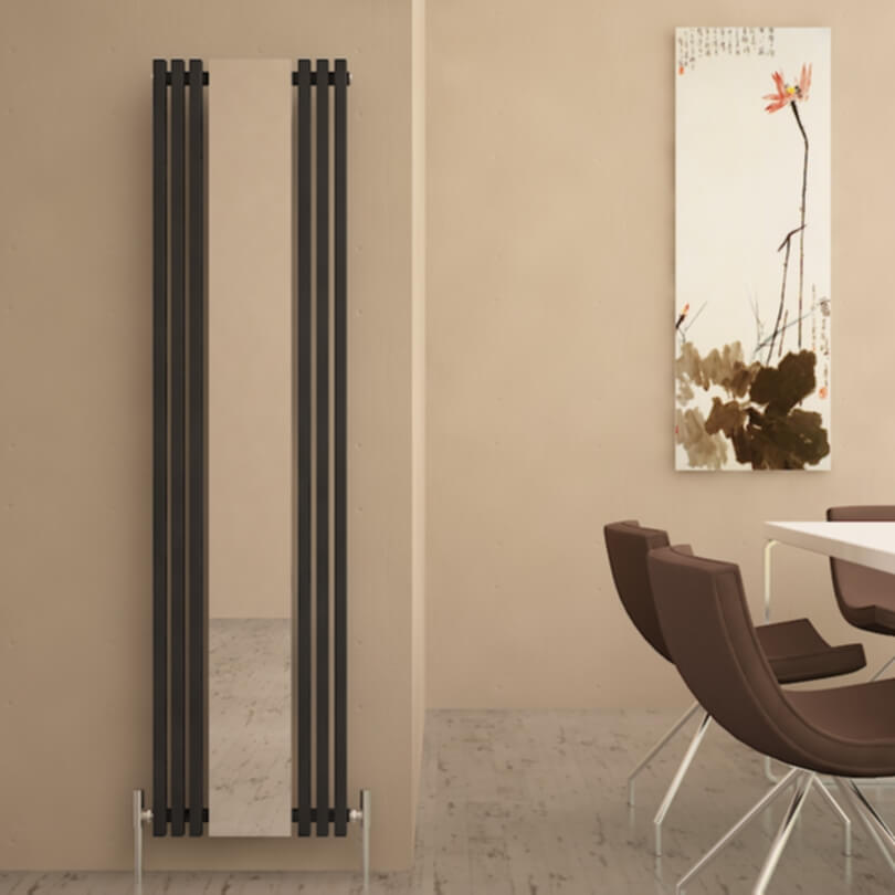 Carisa Sophia Spiegel Vertikaler Aluminiumheizkörper Modernes Design Schwarz