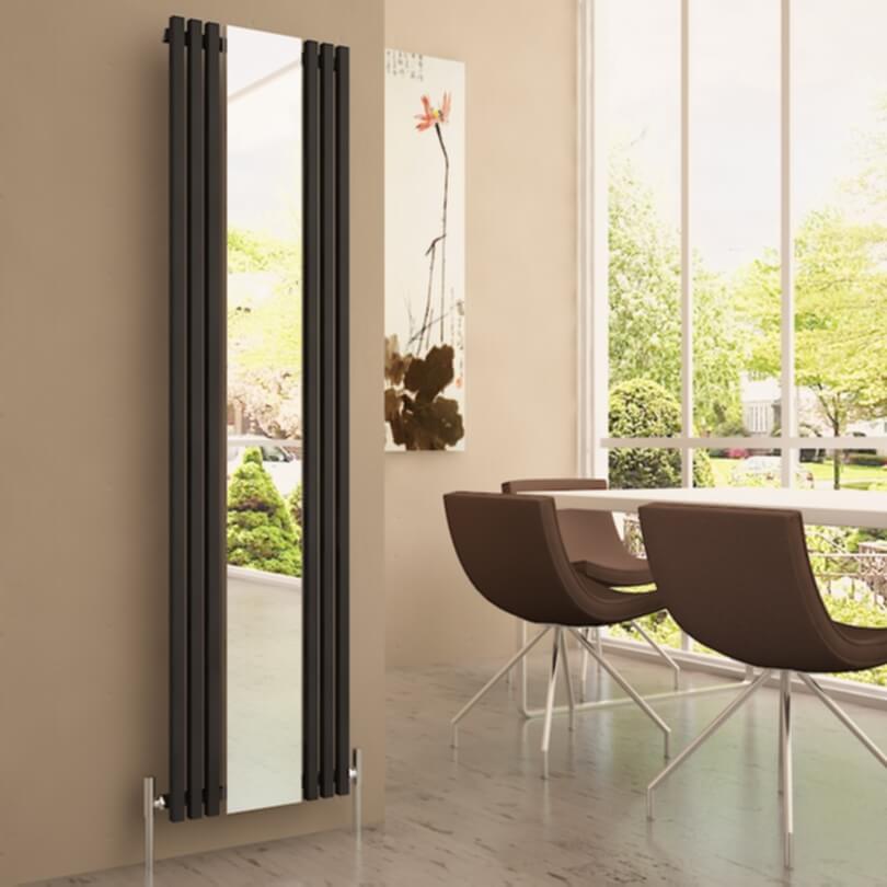 Carisa Sophia Spiegel Vertikaler Aluminiumheizkörper Modernes Design Schwarz